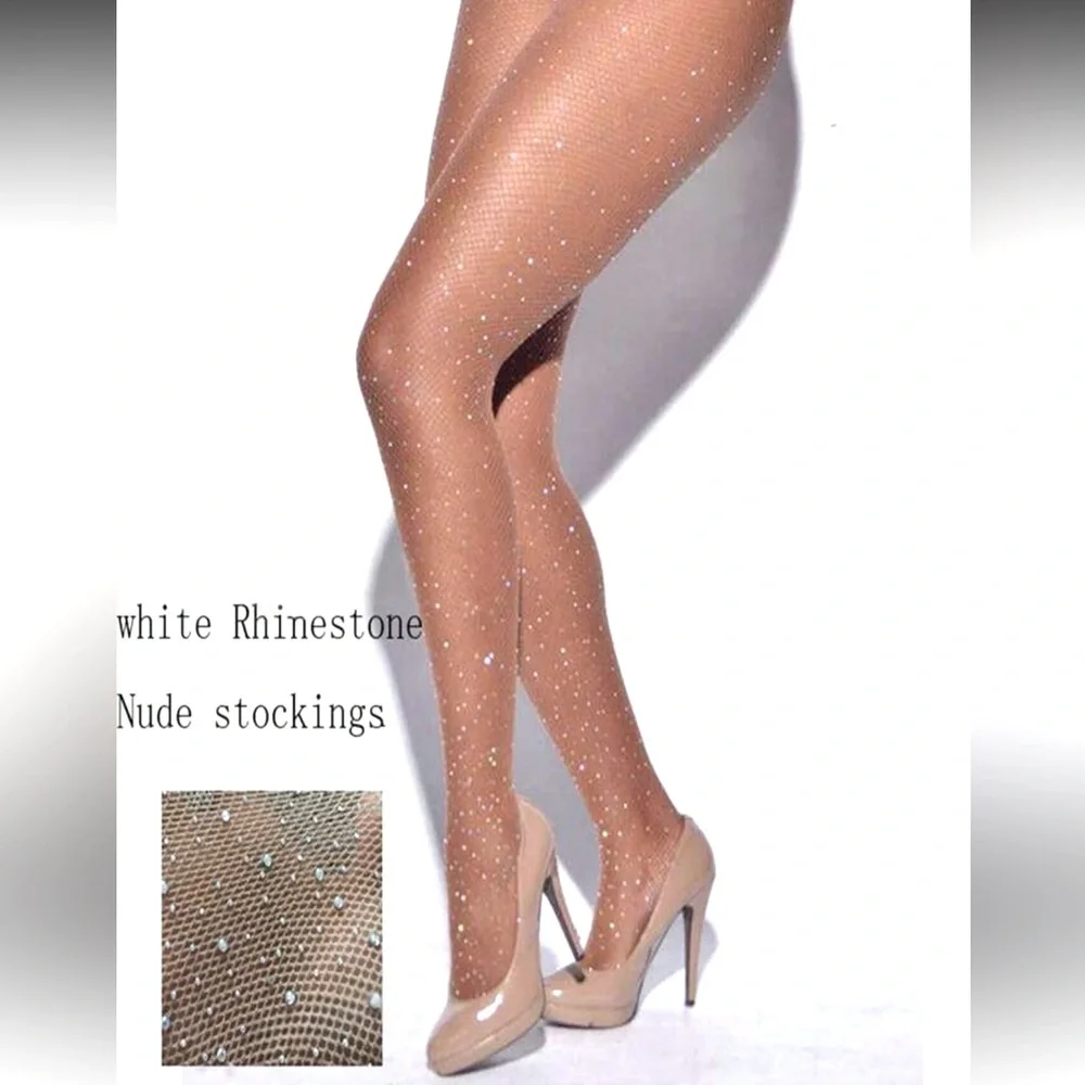 Nude Rhinestone Fishnet Tights NEW 🏷️
